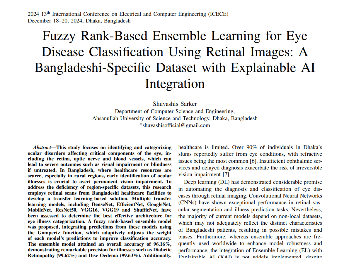 Fuzzy Rank-Based Ensemble Learning for Eye Disease Classification Using Retinal Images: A Bangladeshi-Specific Dataset with Explainable AI Integration