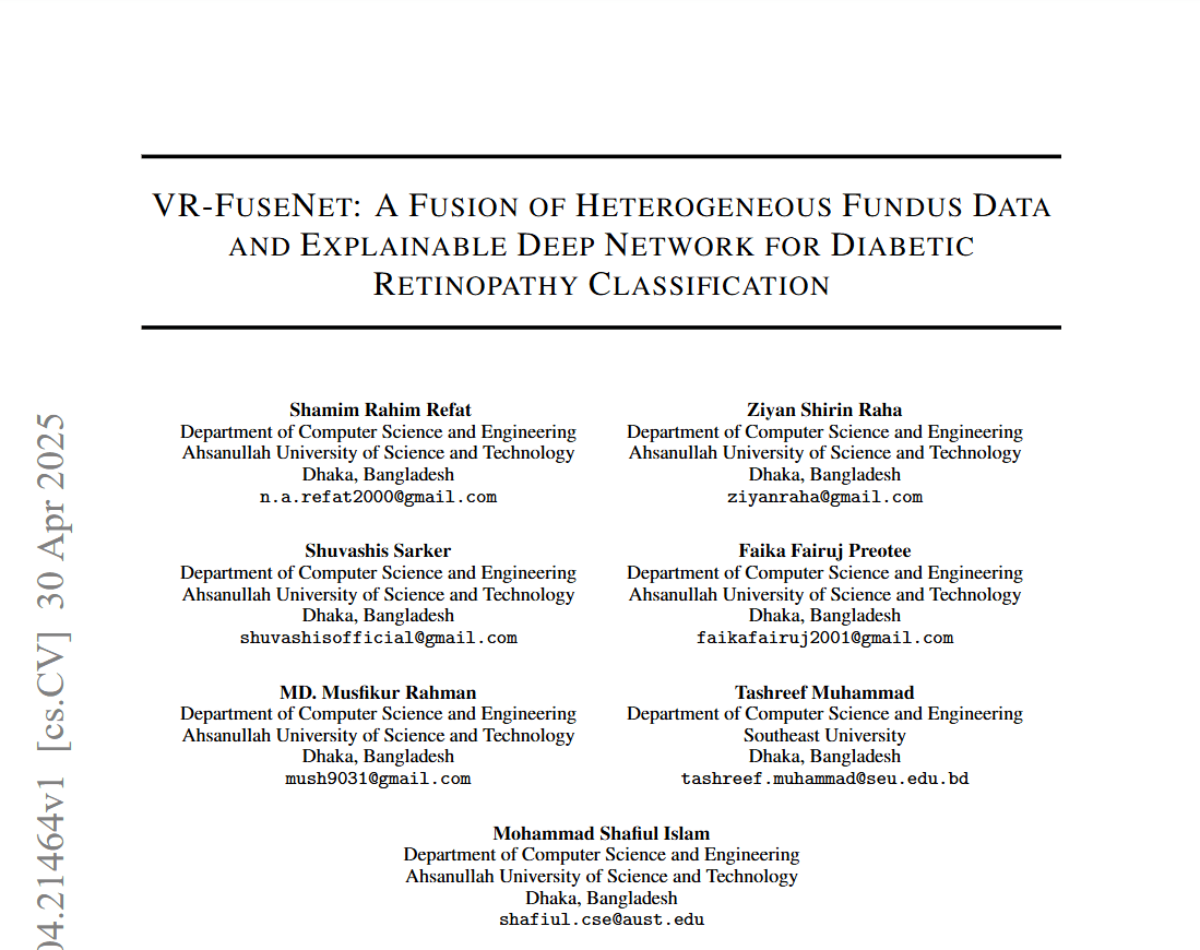 VR-FUSENET: A FUSION OF HETEROGENEOUS FUNDUS DATA AND EXPLAINABLE DEEP NETWORK FOR DIABETIC RETINOPATHY CLASSIFICATION