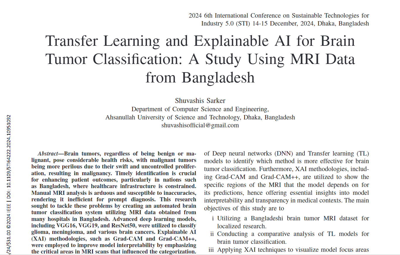 Transfer Learning and Explainable AI for Brain Tumor Classification: A Study Using MRI Data from Bangladesh