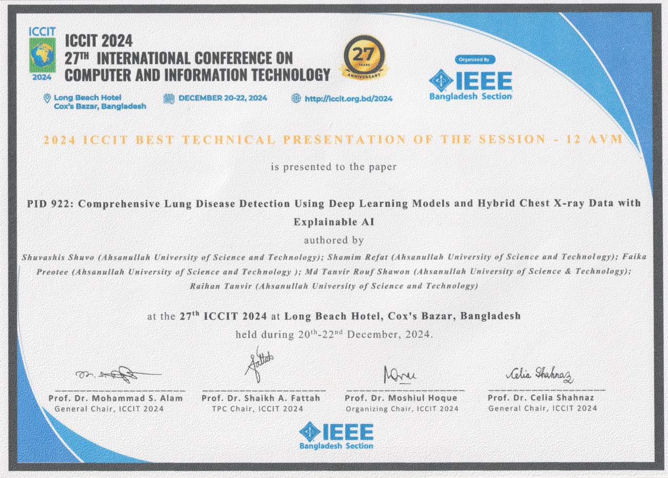 2024 ICCIT Best Technical Presentation of the Session - 12 AVM