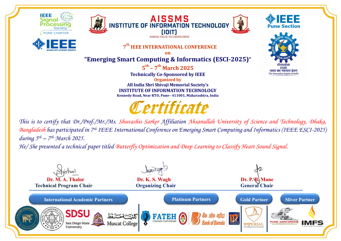 Certificate of Participation – IEEE ESCI 2025