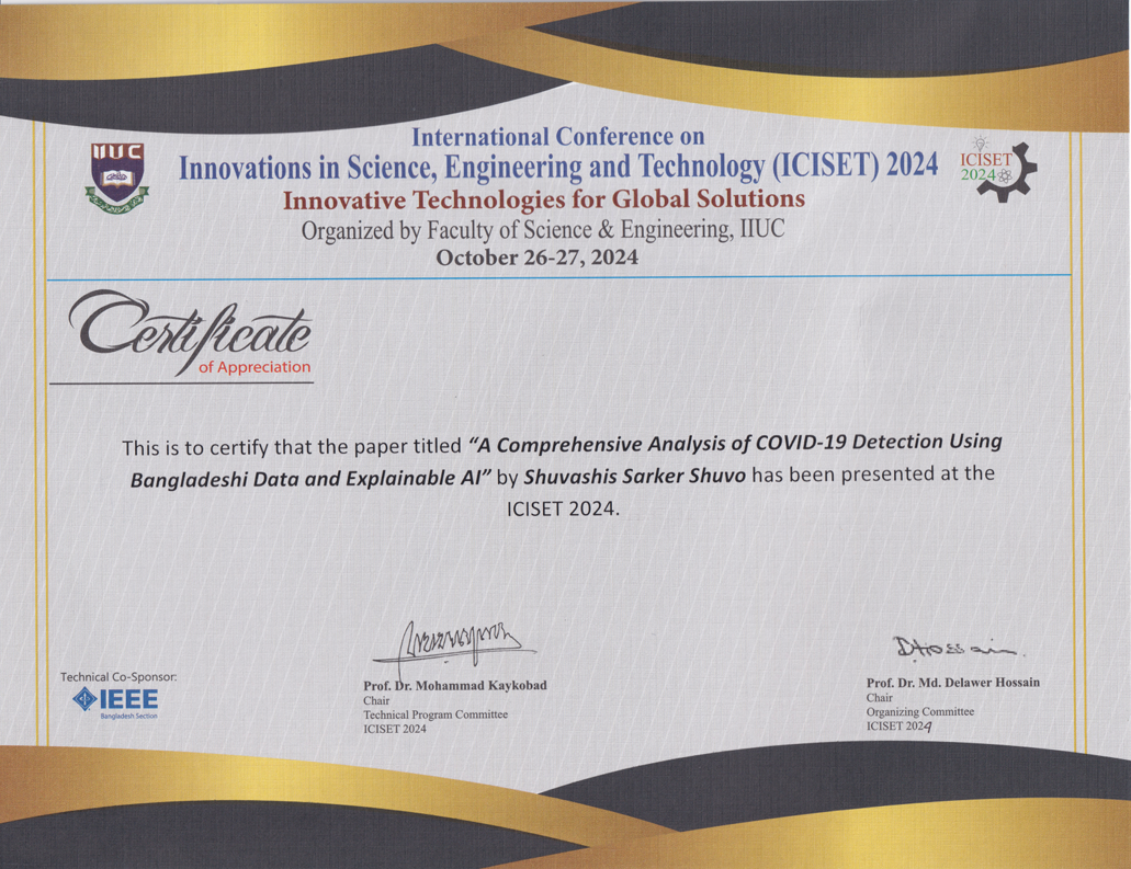 Certificate of Appreciation – ICISET 2024