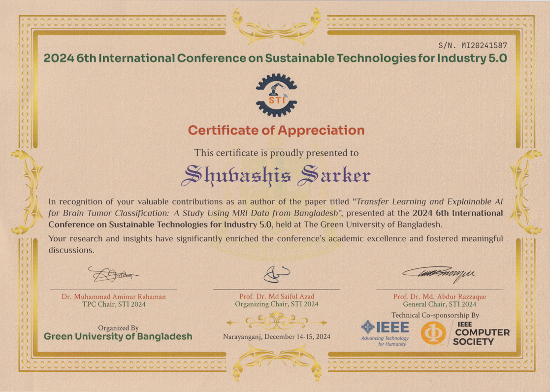 Certificate of Appreciation – STI 2024